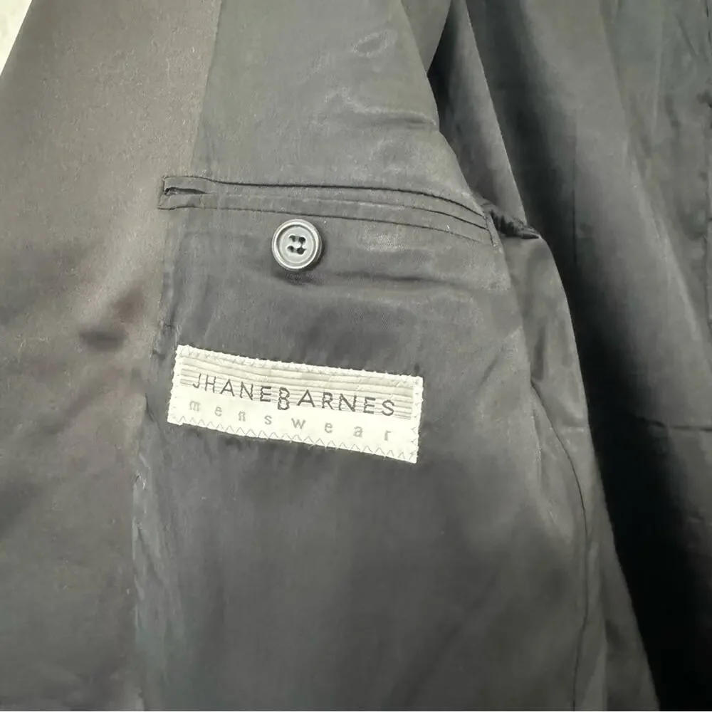 Jhane Barnes Black Satin Trim Blazer Men's Size 44 Long Tall